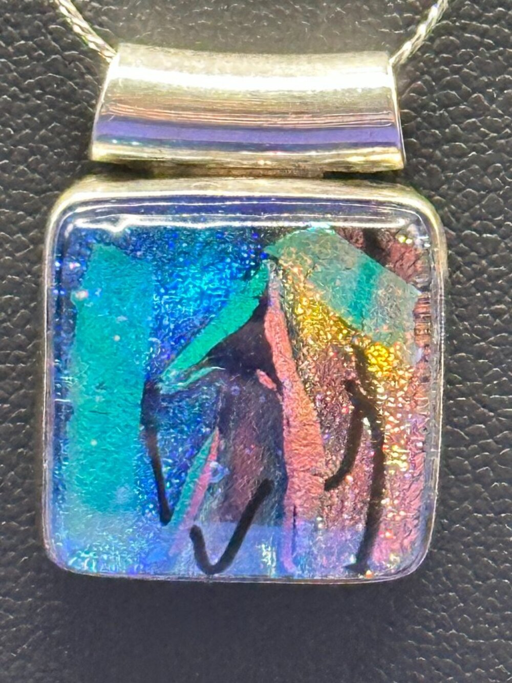 Sterling Silver Dichroic Art Glass Pendant Necklace